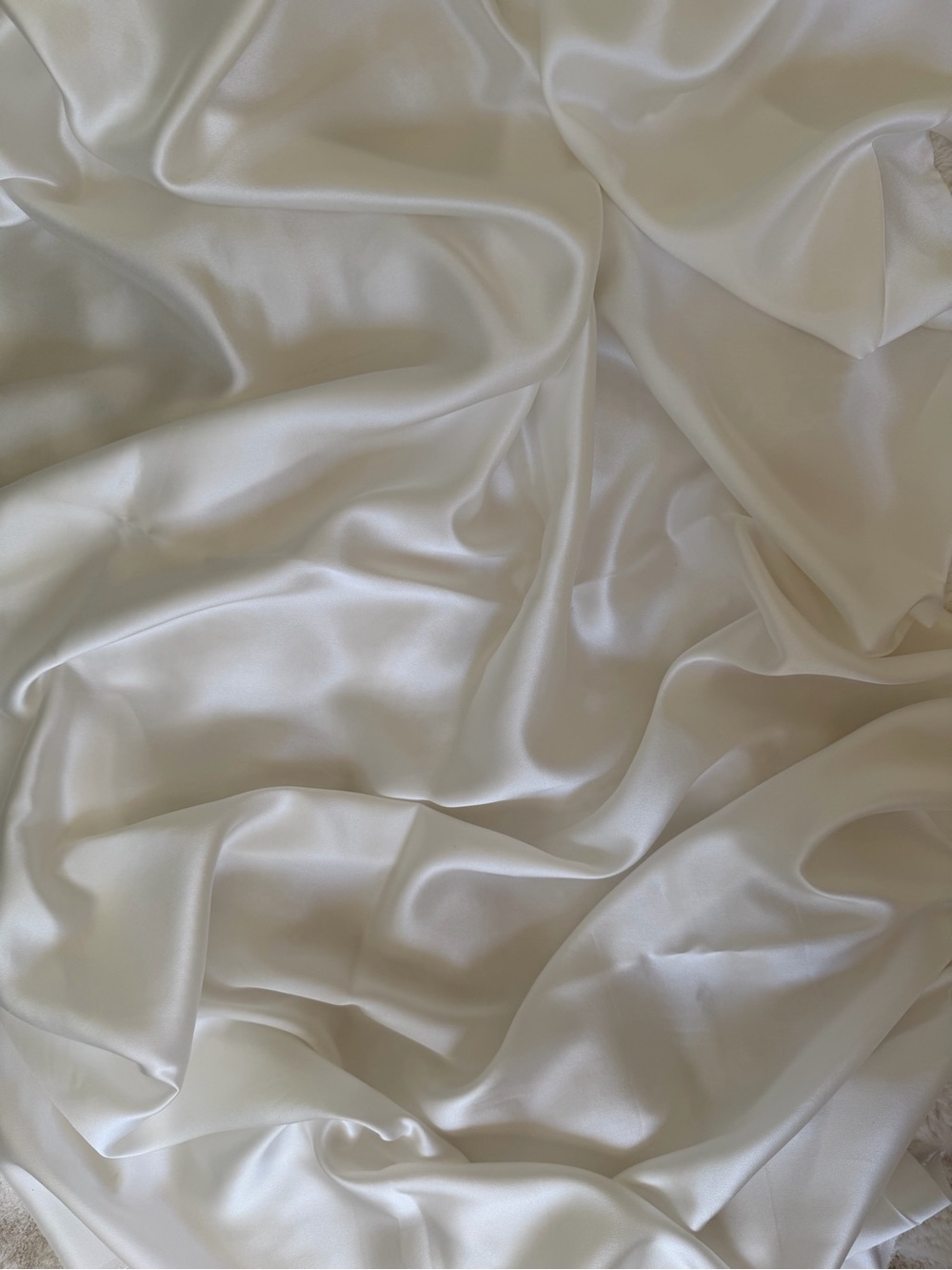 Raw 100% Pure Mulberry Silk Fabric width 21 mm  140 x 80 Cm White